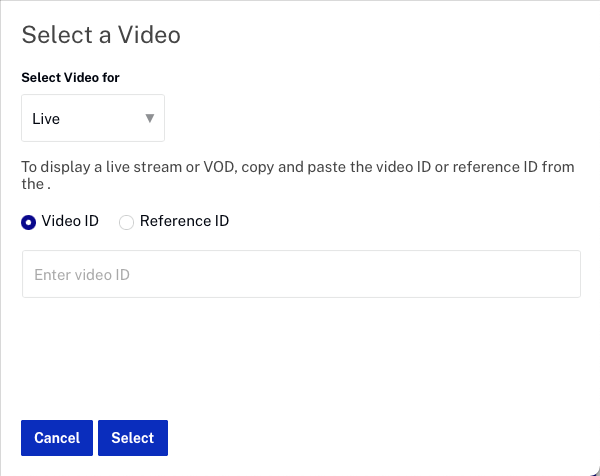 Wählen Sie die Live-Video-Referenz-ID